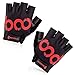 BOODUN Cycling Gloves with Shock-absorbing Foam Pad Breathable Half Finger Bicycle Riding Gloves Bike Gloves B-001, Black with Red Logo, Medium