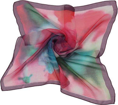 Jocelyn Nord Women's Graphic Print 100% Silk Square Scarf Neckerchief (Colored rose)