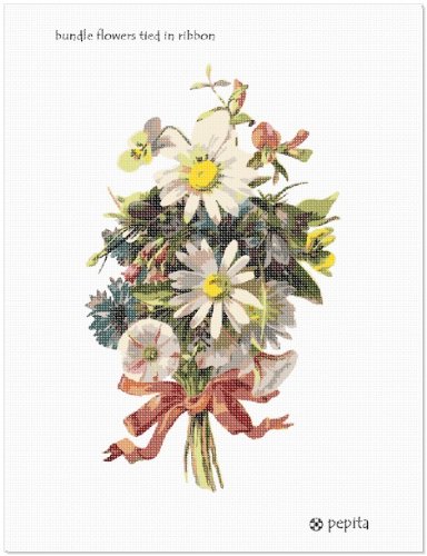 Pepita Bundle Flowers Tied In Ribbon Needlepoint Canvas