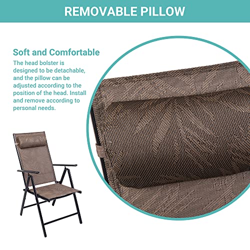 PatioPost Aluminum Outdoor Folding Chair with Armrest Adjustable