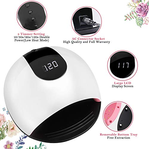 UV LED Nail Dryer, Vimpro Gel UV Nail Lamp 72W Curing Lamp Professional Nail Cure Light with 4 Timer Setting, Automatic Sensor for Gels Polishes