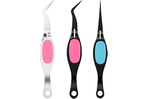 Craft Tweezers, 3pcs Soft Grip Tweezers Stainless Steel Reverse with Curved Tip and Straight Tip, Jewelry Making Tools & Acce