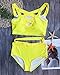 Prograce Women's Sexy Criss Cross High Waist Bandage 2PCS Bikini Set Swimsuit (L, Yellow)