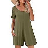 Nfsion Womens Summer Casual Romper Short Sleeve Crewneck Shorts Overalls Jumpsuit with Pockets Outfits