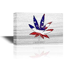 Colorful Leaf Shaped American Flag with The Word Cannabis