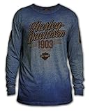 Harley-Davidson Men's Speakeasy Vintage Premium Long Sleeve Shirt, Denim Blue