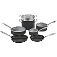 Cuisinart Dishwasher Safe Hard-Anodized 11-Piece Cookware Set, Black