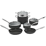 Cuisinart Dishwasher Safe Hard-Anodized 11-Piece Cookware Set, Black