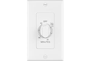 SURAIELEC 60-Minute Countdown Timer Switch for Lights, in-Wall Mechanical Timer Switch for Exhaust Fan, Programming-Free Light Timer, No Neutral Required, ETL Listed