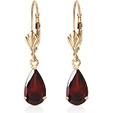 2.5 Carat 14k Solid Yellow Gold Leverback Earrings with Natural GARNET