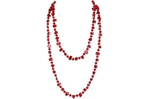 Xalroco 48'' Colorful Irregular Iridescent Sea Shell Beaded Long Necklace, Bohemian Chunky Vintage Style Costume Jewelry for Women