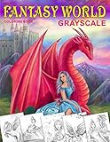Fantasy World. Grayscale coloring book: Adult coloring book by