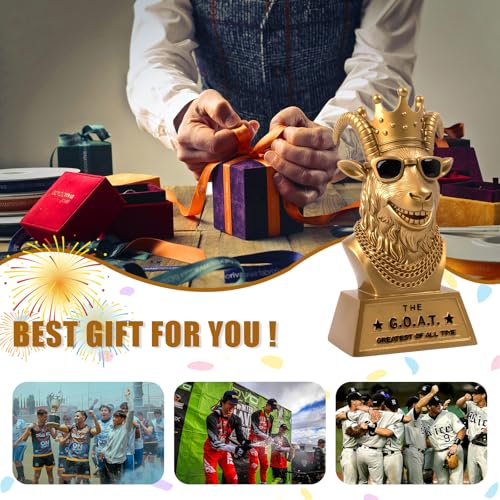 Goat Trophy Winner Award - Handmade 6 Inch Funny Greatest of All Time Trophy for Fantasy Football Champion, Office MVP, Employee Recognition, Boss & Coworker,Winner & Gag Gifts for Men, Friends