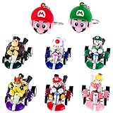 PantShop Mario Kart Cars Pull Backs Figure Set (6 pcs) and Keychains (2 pcs)