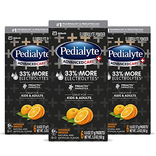 Pedialyte AdvancedCare Plus Electrolyte Powder, with 33% More Electrolytes and PreActiv Prebiotics, Orange Breeze…