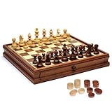 WE Games Wood French Staunton Chess & Checkers Set