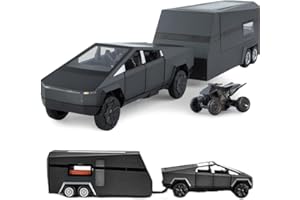 STONESTAR 1/32 Pickup Trailer RV Model Kit, Off-Road Pickup Truck Model Toy with Motorcycle, Truck and Trailer Toy with Sound Light Pull Back, Alloy Diecast Vehicles Cars Toys Gifts for Boy Girl Adult