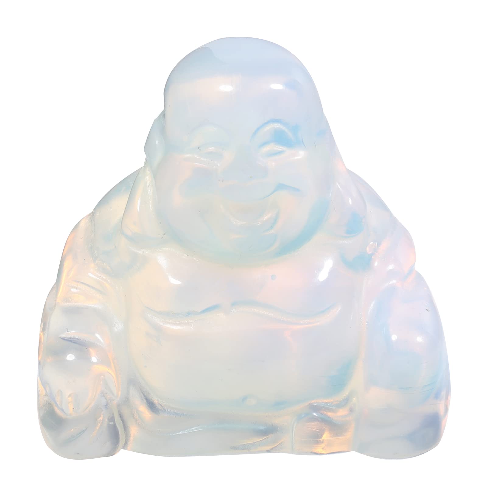 Lovionus89 Hand Carved Crystal Stone Maitreya Buddhism, 1.5 Inch Laughing Happy Buddha Figurine Home Decoration, Synthesis Opalite