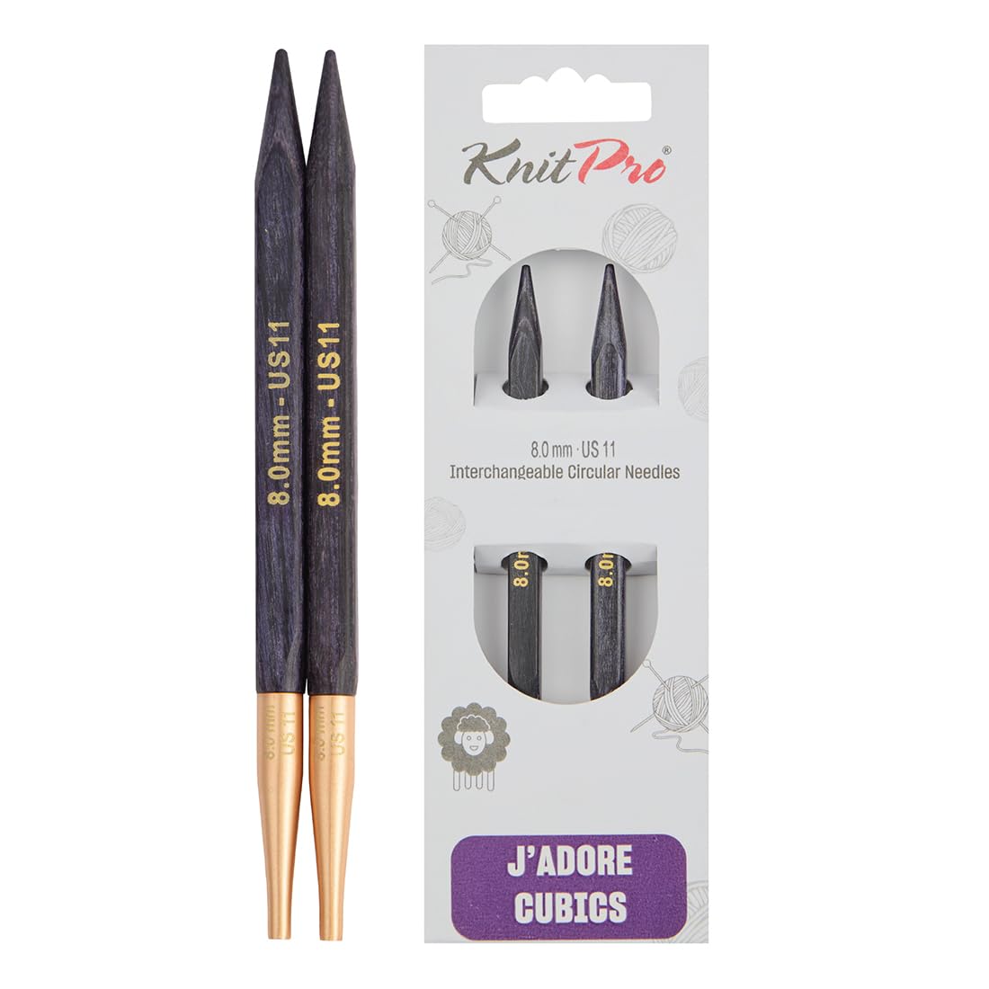 KnitPro J’Adore Cubics Interchangeable Circular Needles 4" (10cm) | 8.00mm