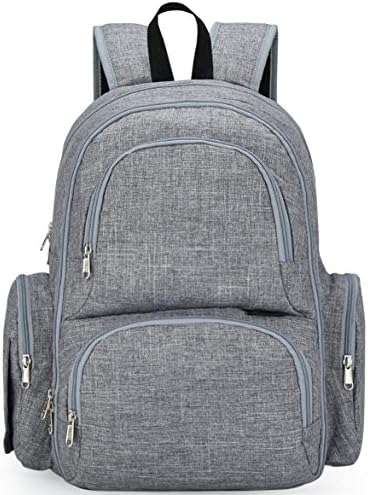 My Little Scout Baby Diaper Bag Backpack | Large Waterproof Multi-Functional Bag Includes Insulated Pockets, Laptop Sleeve, Changing Pad and Stroller Straps | Grey Trend Fabric for Baby Boy and Girl