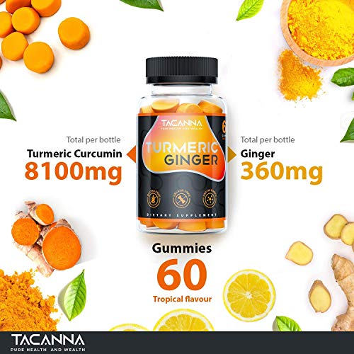 Tacanna Turmeric Ginger Gummies [2 Pack] Total 120 Count Curcumin