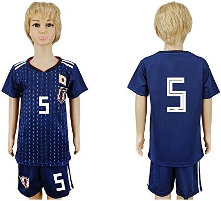 Puizozi 2018 Russia World Cup Japan National Team #5 Kids Home Blue Soccer Jersey -L
