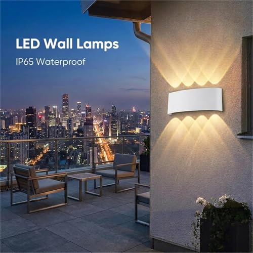 CANMEIJIA Outdoor and Indoor LED Wall Light 8 W, Waterproof Wall Lamp IP65 Warm White 3000 K, Modern Aluminium Up Down for Garden, Living Room, Hallway and Terrace, Pack of 2, 22 cm