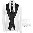 Wangyue Mens Suit 3 Piece Slim Fit Suits for Men Wedding Prom Tuxedo for Men Formal Business Suit