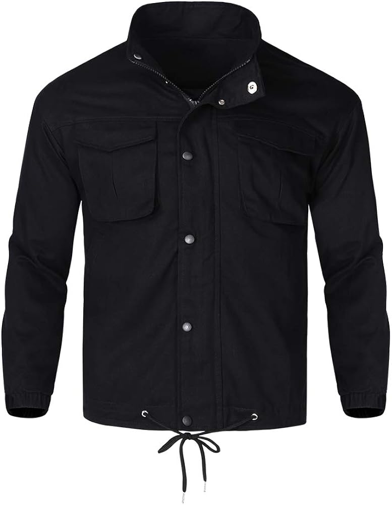 YOUTHUP Mens Jackets Casual Lightweight Cotton Cargo Jacket Regular Fit Work Coat: Amazon.co.uk 