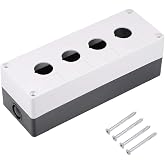 uxcell Push Button Switch Control Station Box 22mm 4 Button Aperture White and Black