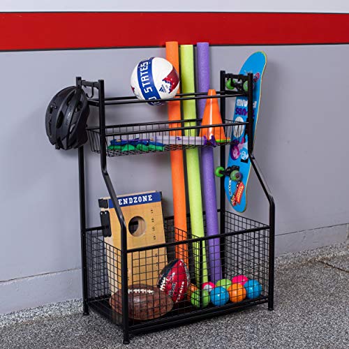 BIRDROCK HOME Sports Equipment Ball Storage Rack for Garage - Baseball, Tennis, Football, Gym and Basketball Gear… - Image 2