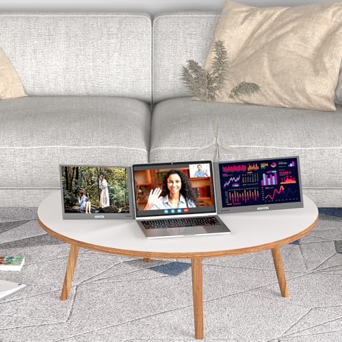 15.6 Inch Portable Laptop Screen Extender w/Protecter Bag, 1080P USB-C Triple Laptop Monitor, Portable Monitor w/Adjustable Non-Slip Stand for 11"-16" Device(Mac, Windows, Android)