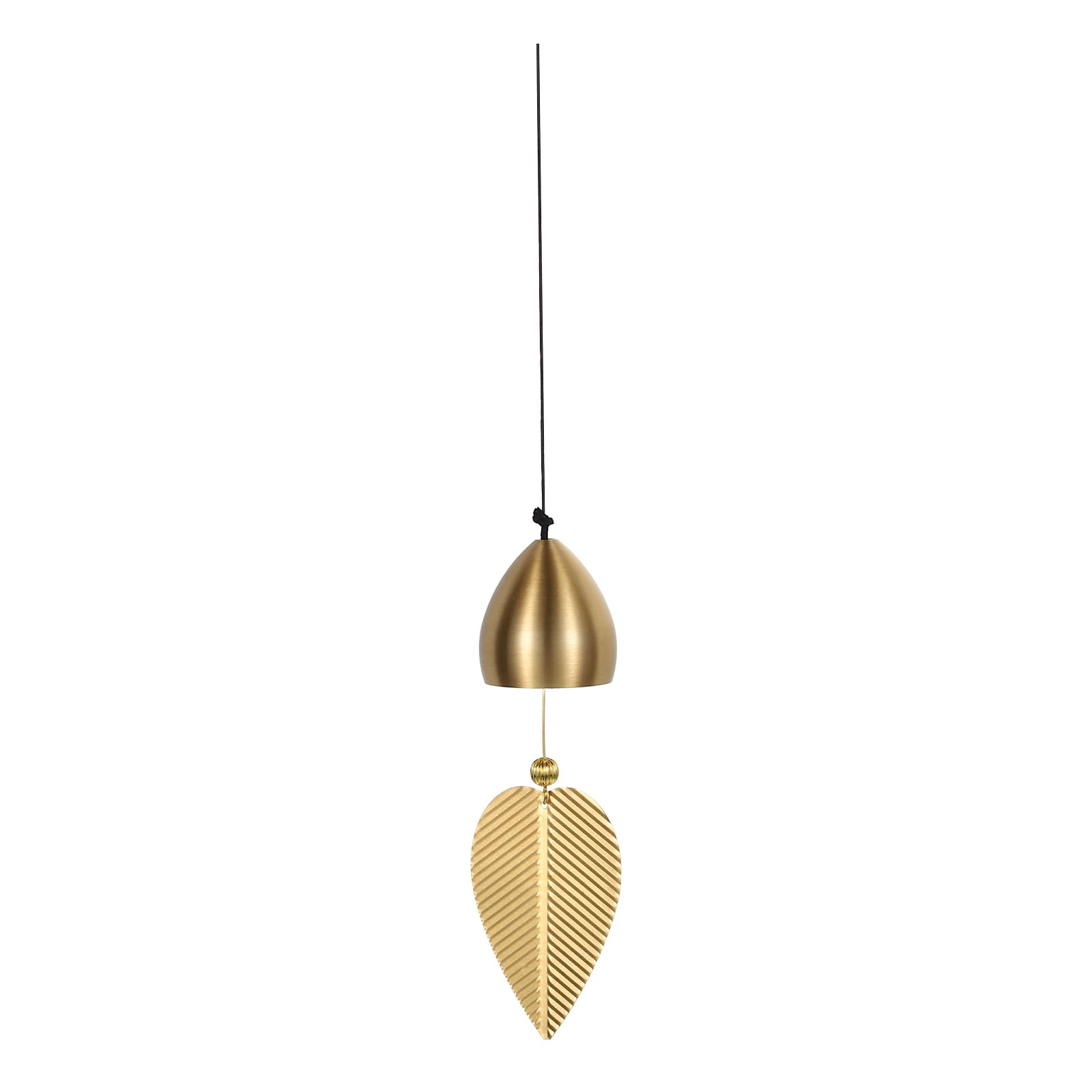PATIKIL Gold Leaf Hanging Bell 13", Chinese FengShui Bell Good Luck Wind Chime for Door Window Home Decor Wealth and Safe Pendant(Teardrop-Shaped), Golden