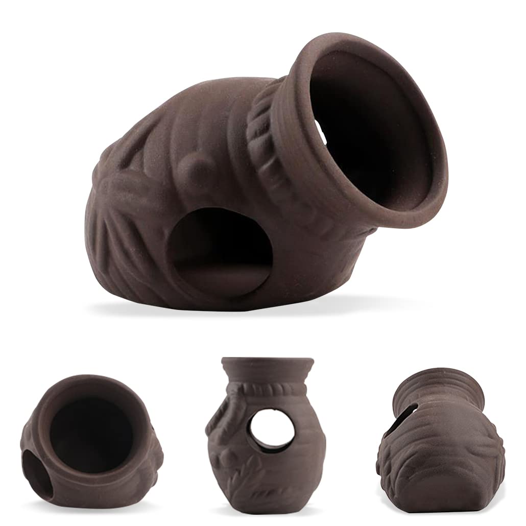 KyeeaDIY Fish Tank Decoration Ceramic Aquarium Decorations Thematic Ornaments for Betta Cichlid Goldfish Pure Natural Clay Fish Tank Cave Accessories for Aquatic Pets to Breed Play (Vase)