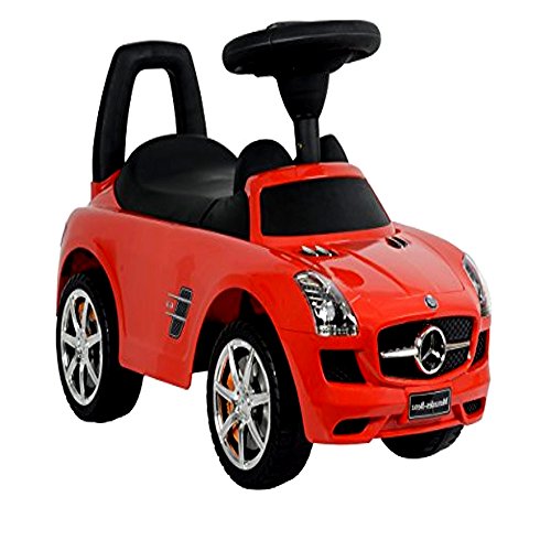 Push Peddle Car, Mercedes Benz Red Push Car for Boys and Girls, Baby Infant Push Along Car & E-Book