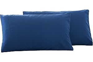 JUNN SHENN Microfiber Standard Bed Pillowcases 2 Pack, Super Soft Bed Pillow Covers Envelope Closure, Wrinkle, Fade and Stain Resistant, 20x26, Navy Blue