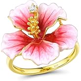 Santuzza 925 Sterling Silver Enamel Flower Statement Ring for Women