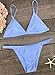 CUPSHE Women's Solid Color Back Hook Bikini Set Beach Swimwear Bathing Sui (M, Blue)