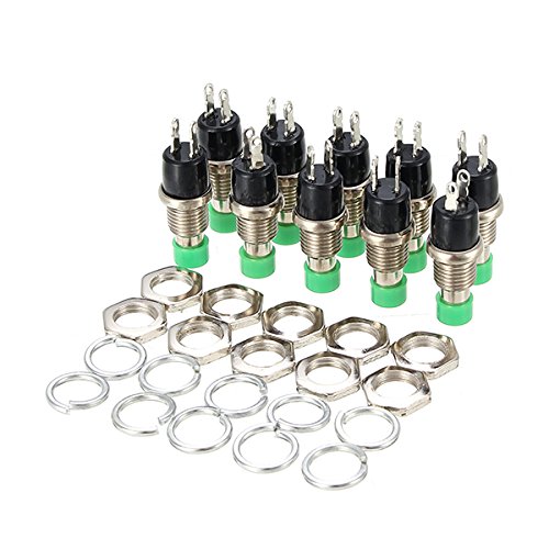 GOZAR Wendao PBS-110 250V 1A 7mm Self-reset Switch NC Push Button Round 10pcs - Green