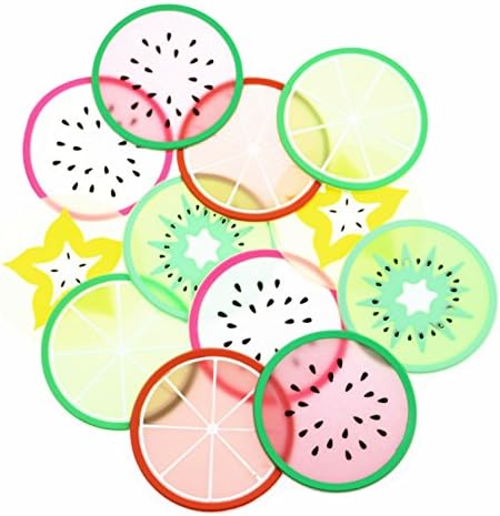 Silicone Fruit Coasters Set Non Slip Cute Coasters for Drink Silicone Coasters Car Cup Holder Coaster Heat Insulation Drink Cup Mat Prevent Furniture and Tabletop12 Pack