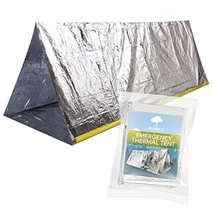 BRAMBLE Herbruikbare Nood Overlevingstent voor 2 Personen (240x150x90cm) met Nylon Touw (540cm) – Slaapzak, Nooddeken…