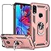 EBESTAR Xiaomi Redmi Note 7 / Redmi Note 7 Pro Case, Hybrid Armor Heavy Duty Shockproof Defender Protective Cover Stand Ring Magnetic Ring Holder Case with Tempered Glass Screen Protector, Rose Gold