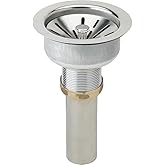 Elkay LK335 3-1/2" Drain Fitting with Type 316 Stainless Steel Body, Strainer Basket with Rubber Seal, and Tailpiece