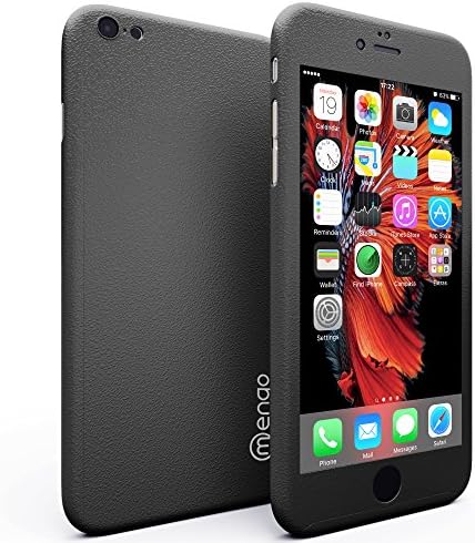 Mengo SlimFit 360 GRIP [Ultra-Thin] Case for iPhone 6S With Tempered Glass Screen Protector (Black)
