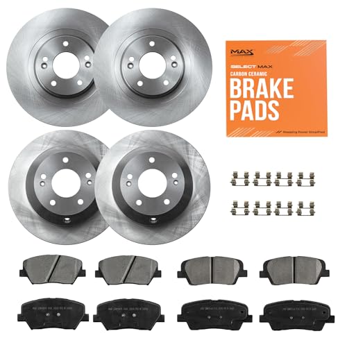 MAX Advanced Brakes - Brake Kit For 2013-2018 Hyundai Santa Fe Sport, 2014-2020 Kia Sorento| Carbon Ceramic Brake and Rotor Kit Front and Rear| OE Replacement Brake Rotors
