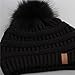 FURTALK Warm Chunky Soft Stretch Cable Knit Slouchy Beanie Real Fur Pom Pom Hat