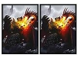100 Death Grip Dragon Deck Protectors Max Protection Shuffle Tech Art Sleeves 2-Packs - Standard Magic the Gathering Size Black