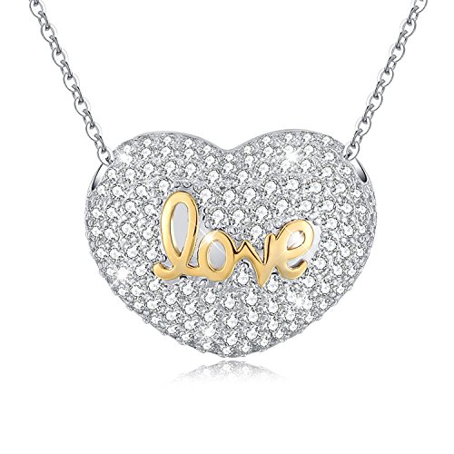 MEGA CREATIVE JEWELRY Heart Necklace Inlaid with Love for Girls Made with Swarovski Crystals Christmas Gifts