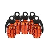 Senzeal 5x Aluminum Grenade Universal Car Truck Motocycle Wheel Tyre Valve Caps Bike Tire Cover Orange