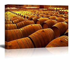 Canvas Prints Wall Art - Wine Barrels in Wineyard Cellar | Modern Wall Decor/Home Decoration Stretched Gallery Canvas Wrap Giclee Print. Ready to Hang - 12" x 18"